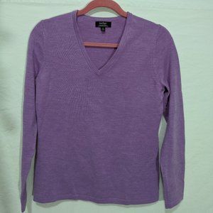 Lord&Taylor V-neck Lilac Fine Merino Wool Sweater